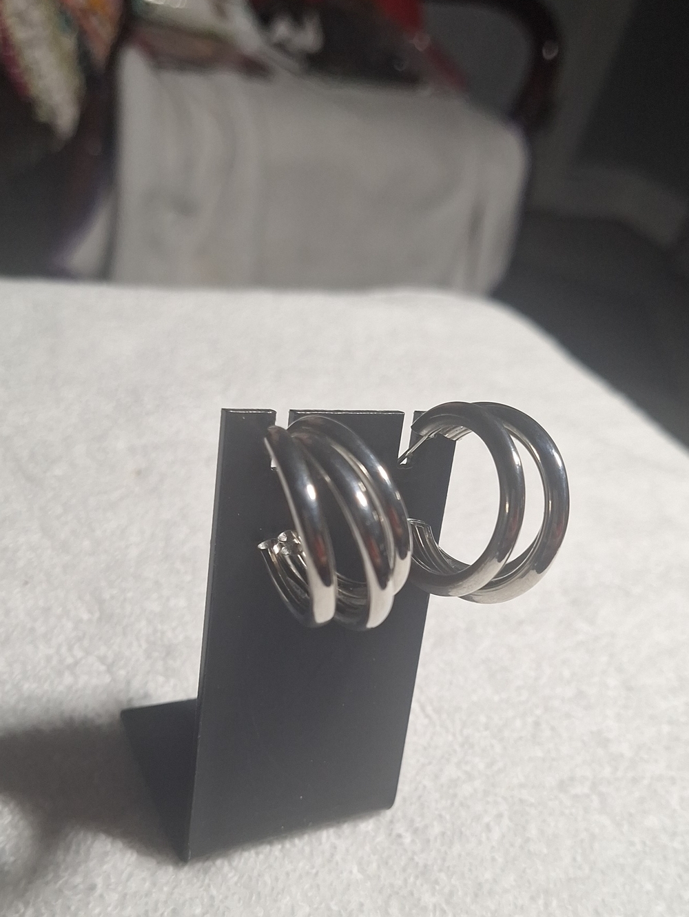 Silver Triple Hoop Women's Earrings